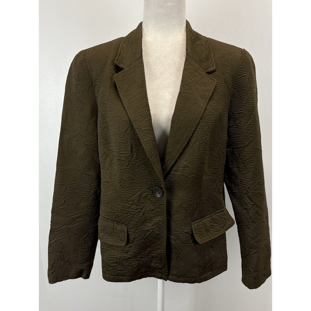 Coldwater Creek Brown Textured Blazer Jacket Sz 10 12 Women's Brown Business